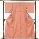 【中古】色無地 リサイクル着物 身丈161cm 裄66cm 前幅24cm 後幅30cm 袖丈48cm 正絹(シルク) レディース 袷仕立 無地 秋冬春用 ピンク地 裄Mサイズ リユース