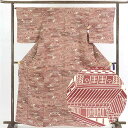 【中古】小紋 リサイクル着物 身丈164cm 裄65cm 前幅23cm 後幅28cm 袖丈50cm 正絹(シルク) レディース 袷仕立 秋冬春用 紫地 裄Mサイ...