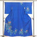 【FashionTheSale10%OFF】【中古】訪問着 リサイクル着物 身丈162cm 裄64cm 前幅24cm 後幅28cm 袖丈56cm 正絹(シルク) レディース 袷仕立 秋冬春用 紺地 裄Mサイズ 美品 リユース