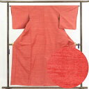 【中古】紬 リサイクル着物 身丈157cm 裄65cm 前幅23.5cm 後幅28.5cm 袖丈49cm 正絹(シルク) レディース 袷仕立 秋冬春用 赤地 裄...