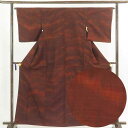 【中古】紬 リサイクル着物 身丈164cm 裄64cm 前幅25cm 後幅28.5cm 袖丈49cm 正絹(シルク) レディース 袷仕立 秋冬春用 茶色 裄Mサ...