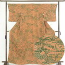 【中古】小紋 リサイクル着物 身丈165cm 裄64cm 前幅25cm 後幅29cm 袖丈49cm 正絹(シルク) レディース 袷仕立 秋冬春用 茶色 裄Mサイ...