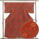 【中古】小紋 リサイクル着物 身丈158cm 裄64cm 前幅22.5cm 後幅30cm 袖丈49cm 正絹(シルク) レディース 袷仕立 秋冬春用 赤地 裄M...
