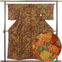 【中古】小紋 リサイクル着物 身丈156cm 裄丈63cm 前幅24.5cm 後幅29cm 袖丈46cm 袖幅32.5cm レディース 袷 花柄 裄Mサイズ 秋...