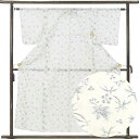 【中古】小紋 リサイクル着物 身丈155cm 裄61cm 前幅23cm 後幅31cm 袖丈48cm 袖幅31cm レディース 紅葉 裄Sサイズ 夏用 麻 ホワイ...