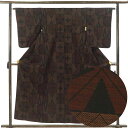 【中古】紬 リサイクル着物 身丈157cm 裄63cm 前幅23cm 後幅29cm 袖丈55cm 袖幅32cm レディース 袷 抽象柄 裄Mサイズ 秋冬春用 正...