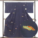 【中古】小紋 リサイクル着物 身丈159cm 裄64cm 前幅24cm 後幅29.5cm 袖丈49cm 袖幅33cm レディース 袷 松 裄Mサイズ 秋冬春用 ...