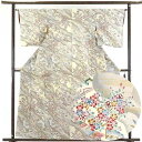 【中古】紬 リサイクル着物 身丈162cm 裄64cm 前幅22.5cm 後幅28cm 袖丈49cm 正絹(シルク) レディース 袷仕立 秋冬春用 グレー地 裄...