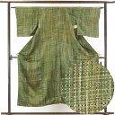 【中古】小紋 リサイクル着物 身丈152cm 裄62cm 前幅23cm 後幅28cm 袖丈56cm 正絹(シルク) レディース 袷仕立 秋冬春用 緑地 裄Sサイ...