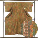 【中古】小紋 リサイクル着物 身丈150cm 裄63cm 前幅22.5cm 後幅28cm 袖丈47cm 正絹(シルク) レディース 袷仕立 秋冬春用 茶色 裄M...