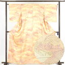 【中古】小紋 リサイクル着物 身丈162cm 裄64cm 前幅23.5cm 後幅30cm 袖丈49cm 正絹(シルク) レディース 袷仕立 秋冬春用 オレンジ地...
