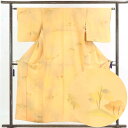 【中古】小紋 リサイクル着物 身丈155cm 裄62cm 前幅23cm 後幅28cm 袖丈46cm 正絹(シルク) レディース 袷仕立 秋冬春用 オレンジ地 裄...