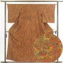 【中古】小紋 リサイクル着物 身丈158cm 裄64cm 前幅25cm 後幅28.5cm 袖丈52cm 正絹(シルク) レディース 袷仕立 秋冬春用 茶色 裄M...