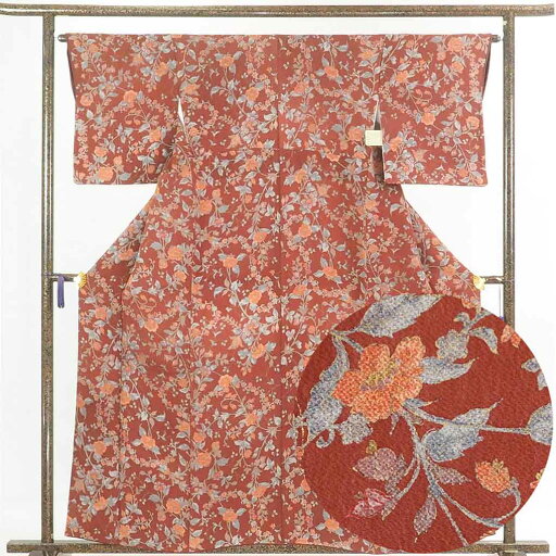 【中古】小紋 リサイクル着物 身丈160cm 裄64cm 前幅23cm 後幅29cm 袖丈48cm 正絹(シルク) レディース 袷仕立 秋冬春用 赤地 裄Mサイズ 美品 リユース 【中古】小紋 リサイクル着物 身丈160cm 裄64cm 前幅23cm 後幅29cm 袖丈48cm 正絹(シルク) レディース 袷仕立 秋冬春用 赤地 裄Mサイズ 美品 リユース