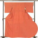 【中古】小紋 リサイクル着物 身丈163cm 裄66cm 前幅22.5cm 後幅28cm 袖丈49cm 正絹(シルク) レディース 袷仕立 秋冬春用 オレンジ地...