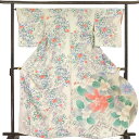 【中古】小紋 リサイクル着物 身丈163cm 裄66cm 前幅24cm 後幅28cm 袖丈48cm 正絹(シルク) レディース 袷仕立 秋冬春用 白地 裄Mサイ...