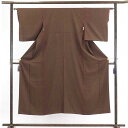 【中古】小紋 リサイクル着物 身丈149cm 裄62cm 前幅21cm 後幅27cm 袖丈47cm 正絹(シルク) レディース 袷仕立 縞 秋冬春用 茶色 裄S...