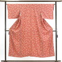 【中古】小紋 リサイクル着物 身丈152cm 裄64cm 前幅24cm 後幅22.5cm 袖丈44cm 正絹(シルク) レディース 袷仕立 秋冬春用 ピンク地 ...