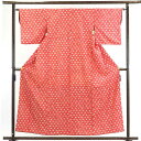 【中古】小紋 リサイクル着物 身丈158cm 裄63cm 前幅23cm 後幅29cm 袖丈46cm 正絹(シルク) レディース 袷仕立 秋冬春用 ピンク地 裄M...