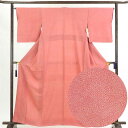 【中古】小紋 リサイクル着物 身丈163cm 裄64cm 前幅23.5cm 後幅30cm 袖丈49cm 正絹(シルク) レディース 袷仕立 秋冬春用 ピンク地 ...