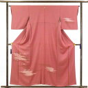 【中古】訪問着 リサイクル着物 身丈158cm 裄64cm 前幅23cm 後幅29cm 袖丈48cm 正絹(シルク) レディース 袷仕立 秋冬春用 ピンク地 裄Mサイズ リユース