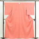 【中古】色無地 リサイクル着物 身丈162cm 裄66cm 前幅23cm 後幅29cm 袖丈56cm 正絹(シルク) レディース 袷仕立 無地 秋冬春用 ピンク...