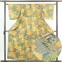 【中古】紬 リサイクル着物 身丈159cm 裄62cm 前幅24.5cm 後幅28cm 袖丈45cm 正絹(シルク) レディース 胴抜裾八掛 秋冬春用 多色使い...