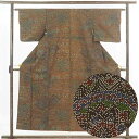 【中古】小紋 リサイクル着物 身丈154cm 裄62cm 前幅23cm 後幅29cm 袖丈45cm 正絹(シルク) レディース 袷仕立 秋冬春用 茶色 裄Sサイ...