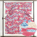 【中古】小紋 リサイクル着物 身丈152cm 裄63cm 前幅23cm 後幅28.5cm 袖丈57cm 正絹(シルク) レディース 袷仕立 秋冬春用 ピンク地 ...