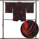 【中古】コート リサイクル着物 コート丈80cm 裄62cm 袖丈47cm 袖幅32.5cm レディース 袷 抽象柄 裄Sサイズ 秋冬春用 正絹(シルク)ブラッ...