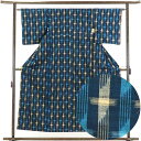 【中古】紬 リサイクル着物 身丈155cm 裄63cm 前幅22.5cm 後幅28.5cm 袖丈47cm 正絹(シルク) レディース 袷仕立 縞 秋冬春用 紺地...