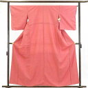 【中古】紬 リサイクル着物 身丈160cm 裄65cm 前幅24cm 後幅30cm 袖丈51cm 正絹(シルク) レディース 袷仕立 秋冬春用 ピンク地 裄Mサ...