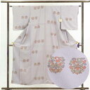 【中古】小紋 リサイクル着物 身丈153cm 裄62cm 前幅22.5cm 後幅30cm 袖丈49cm 正絹(シルク) レディース 袷仕立 秋冬春用 紫地 裄S...