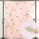 【中古】小紋 リサイクル着物 身丈160cm 裄64cm 前幅23cm 後幅30cm 袖丈50cm 正絹(シルク) レディース 袷仕立 秋冬春用 ピンク地 裄M...