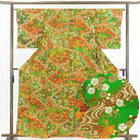 【中古】小紋 リサイクル着物 身丈163cm 裄65cm 前幅22.5cm 後幅28cm 袖丈50cm 正絹(シルク) レディース 袷仕立 秋冬春用 緑地 裄M...