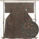 【中古】小紋 リサイクル着物 身丈164cm 裄66cm 前幅25cm 後幅30cm 袖丈49cm 正絹(シルク) レディース 袷仕立 秋冬春用 黒地 裄Mサイ...