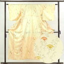 【中古】小紋 リサイクル着物 身丈152cm 裄61cm 前幅23cm 後幅28.5cm 袖丈47cm 正絹(シルク) レディース 袷仕立 秋冬春用 黄色地 裄...