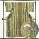 【中古】小紋 リサイクル着物 身丈156cm 裄63cm 前幅25cm 後幅28.5cm 袖丈45cm 正絹(シルク) レディース 袷仕立 秋冬春用 緑地 裄M...