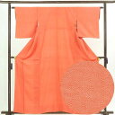 【中古】小紋 リサイクル着物 身丈160cm 裄62cm 前幅24cm 後幅28.5cm 袖丈48cm 正絹(シルク) レディース 袷仕立 秋冬春用 オレンジ地...