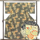【中古】小紋 リサイクル着物 身丈159cm 裄65cm 前幅24cm 後幅30cm 袖丈49cm 袖幅33cm レディース 袷 花柄 裄Mサイズ 秋冬春用 正...