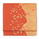 【10%OFF】【中古】京袋帯 リサイクル着物 幅30cm 長さ368cm レディース 金彩 秋冬春用 正絹(シルク)赤地 美品 リメイク リユース