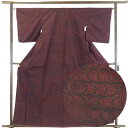 【中古】紬 リサイクル着物 身丈164cm 裄64cm 前幅23cm 後幅30cm 袖丈49cm 正絹(シルク) レディース 袷仕立 秋冬春用 黒地 裄Mサイズ...