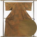【中古】紬 リサイクル着物 身丈163cm 裄62.5cm 前幅23cm 後幅28cm 袖丈41cm 正絹(シルク) レディース 袷仕立 秋冬春用 茶色 裄Mサ...