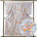 【中古】小紋 リサイクル着物 身丈158cm 裄63cm 前幅24cm 後幅28.5cm 袖丈58cm 正絹(シルク) レディース 袷仕立 秋冬春用 ブルー地 ...
