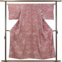 【中古】小紋 リサイクル着物 身丈156cm 裄63cm 前幅24cm 後幅29cm 袖丈45cm 正絹(シルク) レディース 袷仕立 秋冬春用 ピンク地 裄Mサイズ リユース