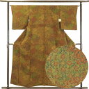 【中古】小紋 リサイクル着物 身丈159cm 裄63cm 前幅23cm 後幅30cm 袖丈49cm 正絹(シルク) レディース 袷仕立 秋冬春用 茶色 裄Mサイ...