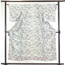 【中古】小紋 リサイクル着物 身丈153cm 裄63cm 前幅23cm 後幅29cm 袖丈49cm 正絹(シルク) レディース 袷仕立 菊 秋冬春用 白地 裄M...