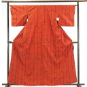 【中古】紬 リサイクル着物 身丈164cm 裄64cm 前幅25cm 後幅30cm 袖丈45cm 正絹(シルク) レディース 袷仕立 格子 秋冬春用 茶色 裄M...