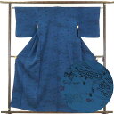 【中古】小紋 リサイクル着物 身丈159cm 裄63cm 前幅24cm 後幅29cm 袖丈47cm 正絹(シルク) レディース 袷仕立 秋冬春用 紺地 裄Mサイズ リユース