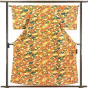 【中古】小紋 リサイクル着物 身丈157cm 裄63cm 前幅23cm 後幅29cm 袖丈49cm 正絹(シルク) レディース 袷仕立 秋冬春用 黄色地 裄Mサ...